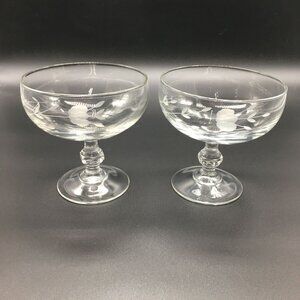 Princess House Heritage Pedestal Dessert Sherbet Dishes Set of 2 Crystal #507